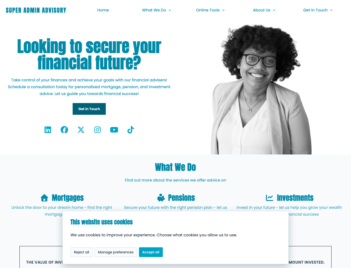Example adviser website theme preview